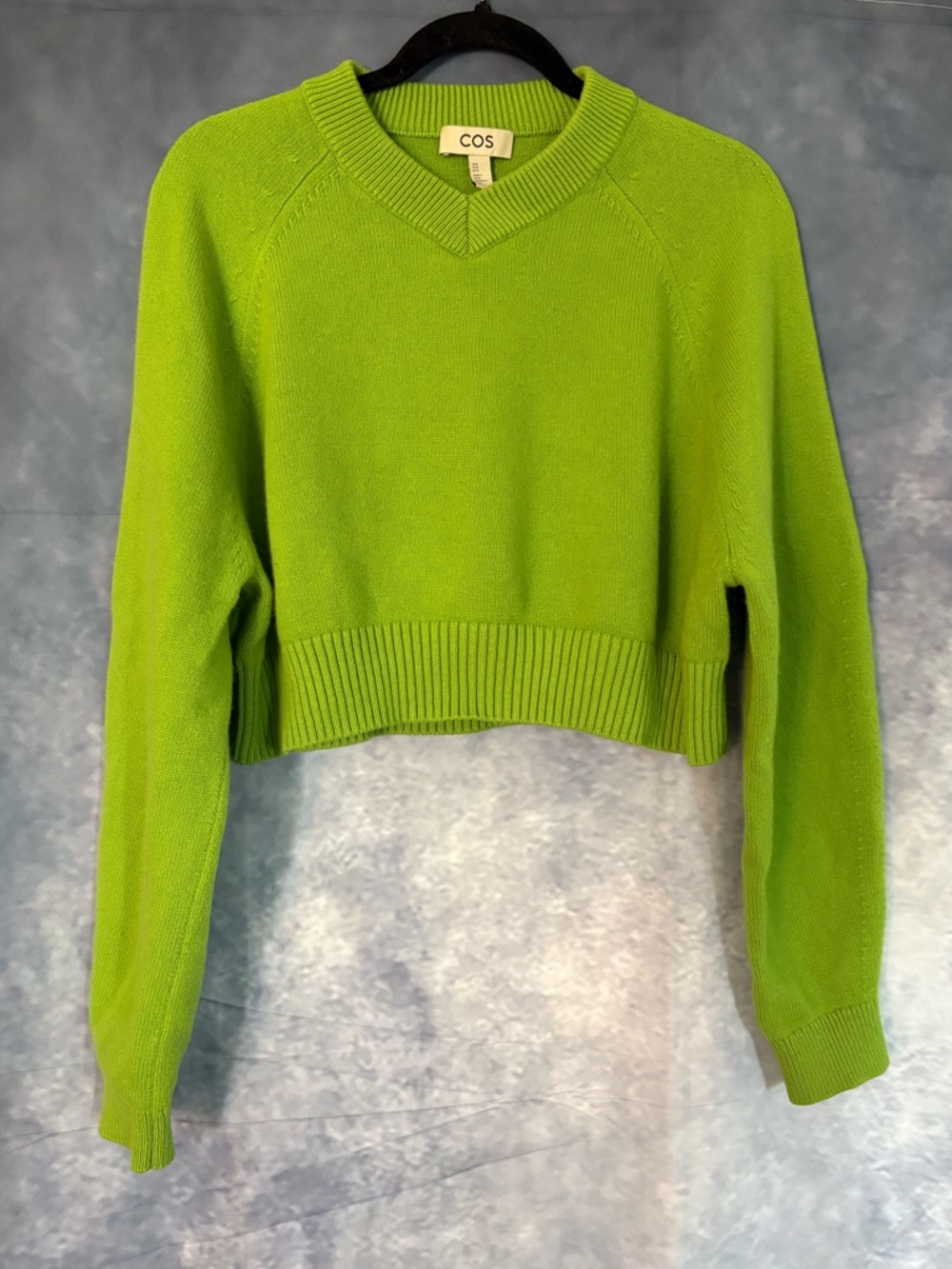 COS Bright Green 100% Wool Cropped Sweater. Sz. M